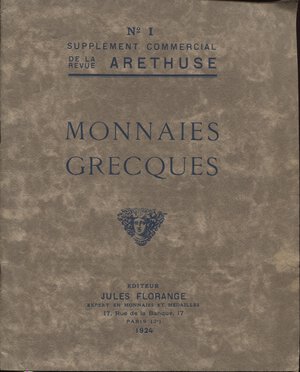 obverse: CIANI  L. – Monnaies grecques en vente aux prix marqués. Paris 1924, pp. 54, nn.1017, ill. nel testo. Ril.ed. Buono stato