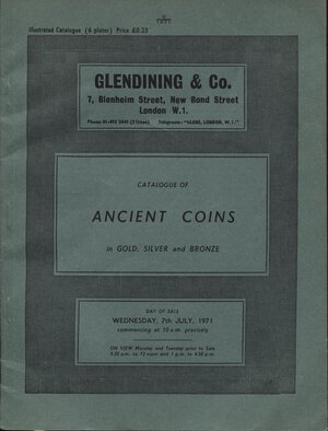 obverse: GLENDINING & CO. London, 7 – July, 1971. Catalogue of ancient coins in gold, silver and bronze. Pp. 45, nn. 461, tavv. 6. Ril. editoriale, buono stato, Spring, 253.