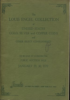 obverse: STACK’S. New York, 29 – January, 1970. The Louis Engel collection of United States gold, silver an copper coins.  Pp. 56,  nn. 1076, ill. nel testo. ril. ed. lista prezzi agg. buono stato.
