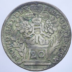reverse: AUSTRIA MARIA TERESA 20 KREUZER 1765 AG. 6,47 GR. MB+