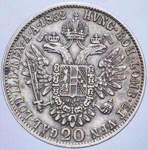 reverse: AUSTRIA FRANCESCO GIUSEPPE 20 KREUZER 1852 A AG. 4,32 GR. BB+/BB-SPL