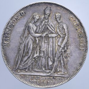 reverse: AUSTRIA FRANCESCO GIUSEPPE GULDEN 1854 A MATRIMONIO AG. 13,01 GR. qSPL