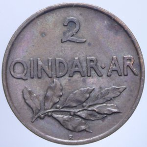 reverse: ALBANIA 2 QINDAR AR 1935 ROMA 4,56 GR. SPL