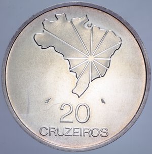 reverse: BRASILE 20 CRUZEIROS 1972 AG. 18,02 GR. qFDC