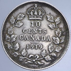 reverse: CANADA GIORGIO V 10 CENT. 1919 AG. 2,32 GR. BB/BB+