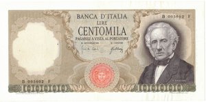obverse: Banconote. Repubblica Italiana. 100.000 Lire Manzoni. D.M 3 Luglio 1967. 