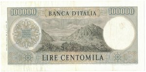 reverse: Banconote. Repubblica Italiana. 100.000 Lire Manzoni. D.M 3 Luglio 1967. 