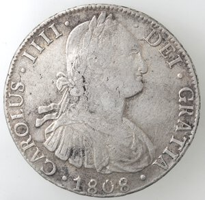 obverse: Bolivia. Potosì. Carlo IIII. 1788-1808. 8 Reales 1808 P J. Ag. 
