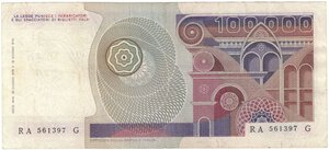 reverse: Banconote. Repubblica Italiana. 100.000 Lire Botticelli. D.M. 20 Giugno 1978. 