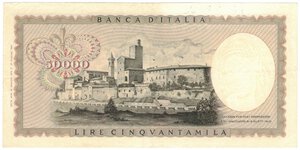 reverse: Banconote. Repubblica Italiana. 50.000 Lire Leonardo. D.M 16 maggio 1972. 