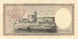 reverse: Banconote. Repubblica Italiana. 50.000 Lire Leonardo. DM 16 Maggio 1972. 