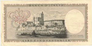 reverse: Banconote. Repubblica Italiana. 50.000 Lire Leonardo. D.M. 16 maggio 1972. 