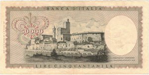 reverse: Banconote. Repubblica Italiana. 50.000 Lire Leonardo. D.M. 16 maggio 1972. 