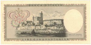 reverse: Banconote. Repubblica Italiana. 50.000 Lire Leonardo. D.M 4 Febbraio 1974. 
