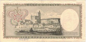 reverse: Banconote. Repubblica Italiana. 50.000 Lire Leonardo. D.M. 4 Febbraio 1974. 