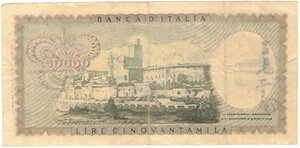 reverse: Banconote. Repubblica Italiana. 50.000 Lire Leonardo. Falso D epoca. 