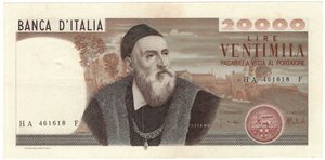 obverse: Banconote. Repubblica Italiana. 20.000 Lire Tiziano. D.M. 21-02-1975. 