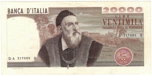 obverse: Banconote. Repubblica Italiana. 20.000 Lire Tiziano. D.M. 21-02-1975. 