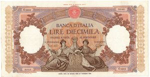 obverse: Banconote. Repubblica Italiana. 10.000 Lire Regine del Mare. D.M. 24 marzo 1962. Gig. BI73T. 