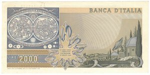 reverse: Banconote. Repubblica Italiana. 2.000 Lire Galileo Galilei. Tripla A. 