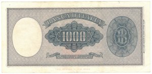 reverse: Banconote. Repubblica Italiana. 1.000 lire Italia. (Medusa). D.M. 11 febbraio 1949. 