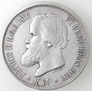 obverse: Brasile. Pedro II. 1831-1889. 2000 Reis 1869. Ag. 
