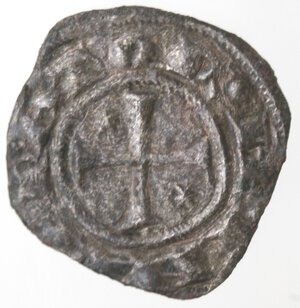 obverse: Brindisi. Enrico VI e Costanza d Altavilla. 1194-1197. Denaro con AP e omega. Mi. 