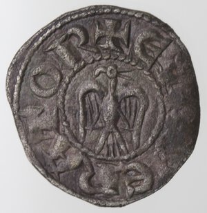 obverse: Messina. Enrico VI. 1194-1197. Denaro con il figlio Federico. MI. 