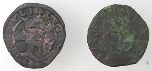 obverse: Napoli. Lotto di 2 monete. Ferdinando I d Aragona. 1458-1494. Cavallo e Ferdinando il Cattolico. 1504-1516. Sestino. Ae. 