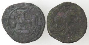 reverse: Napoli. Lotto di 2 monete. Ferdinando I d Aragona. 1458-1494. Cavallo e Ferdinando il Cattolico. 1504-1516. Sestino. Ae. 