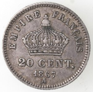 reverse: Francia. Napoleone III. 1852.1870. 20 Centesimi 1867 A. Ag. 