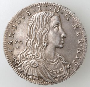 obverse: Napoli. Carlo II. 1674-1700. Tarì 1688. Legenda continua. Ag. 