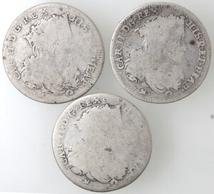 obverse: Napoli. Carlo II. 1674-1700. Lotto di 3 monete. Tarì 1692-1694-1699. Ag. 