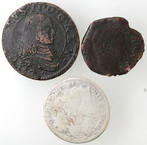 obverse: Napoli. Lotto di 3 monete. Carlo II. 1674-1700. 2 pezzi. Filippo II. 1556-1598. 1 moneta. Ae-Ag. 