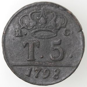 reverse: Napoli. Ferdinando IV. 1759-1799. 5 tornesi 1798. Ae. 