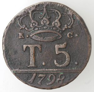 reverse: Napoli. Ferdinando IV, 1759-1799. 5 tornesi 1798. Ae. 