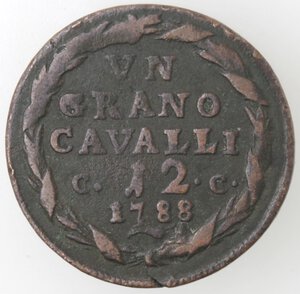 reverse: Napoli. Ferdinando IV. 1759-1799. 1 Grano 12 Cavalli 1788. Ae.