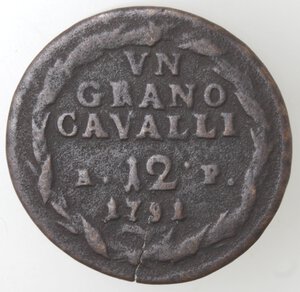 reverse: Napoli. Ferdinando IV. 1759-1799. 1 Grano 12 Cavalli 1791. Ae. 