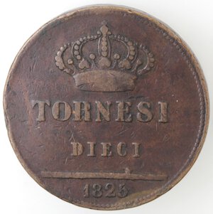 reverse: Napoli. Francesco I. 1825-1830. 10 Tornesi 1825. Ae. 