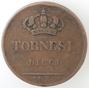 reverse: Napoli. Ferdinando II. 1830-1859. 10 tornesi 1838. Ae. 