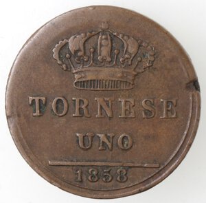 reverse: Napoli. Ferdinando II. 1830-1859. Tornese 1858. Ae. 
