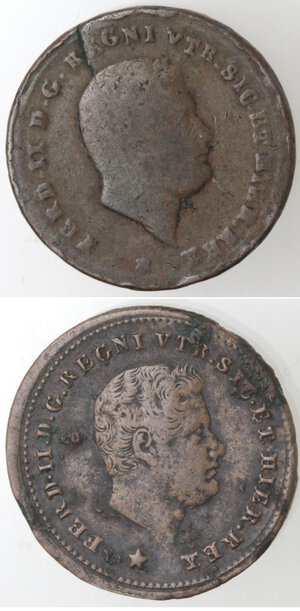 obverse: Napoli. Ferdinando II. 1830-1859. Lotto di due monete da Tornese. Ae. 