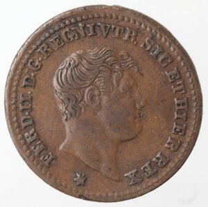 obverse: Napoli. Ferdinando II. 1830-1859. Mezzo Tornese 1835. 5 ribattuto su 3. Ae. 