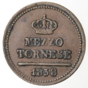reverse: Napoli. Ferdinando II. 1830-1859. Mezzo Tornese 1838. Ae. 