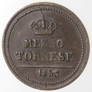 reverse: Napoli. Ferdinando II. 1830-1859. Mezzo Tornese 1853. Ae. 