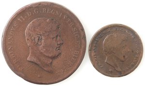obverse: Napoli. Ferdinando II. 1830-1859. Lotto di due monete. 10 Tornesi 1851. 2 Tornesi 1857. Ae.