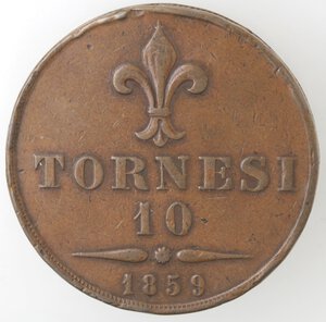 reverse: Napoli. Francesco II. 1859-1861. 10 Tornesi 1859. Ae. 