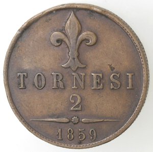 reverse: Napoli. Francesco II. 1859-1861. 2 Tornesi 1859. Ae. 