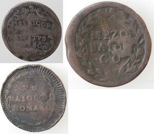 reverse: Roma. Lotto di tre monete. Pio VI. Baiocco. Innocenzo XII. Mezzo baiocco. Gubbio. Grosso 1760. Ag. Ae. 