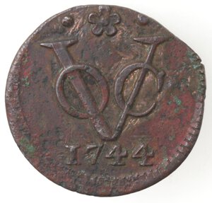 reverse: Olanda. Indie Orientali. Duit 1744. Ae. 